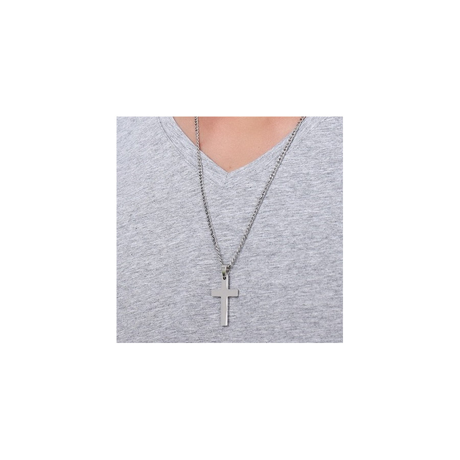 Pendentif Croix CROSS avec Chaine Argentée
