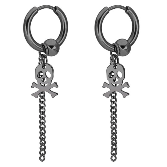 Boucles d'oreille Skull Cross Noires