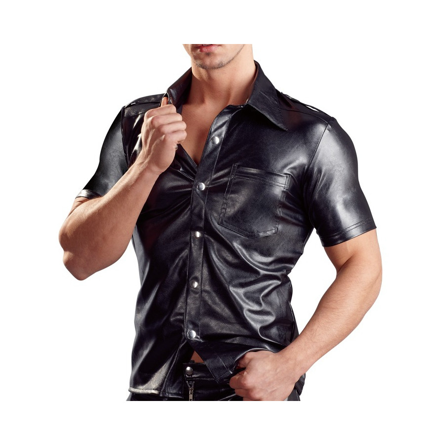 Chemise LEO imitation Cuir Noir