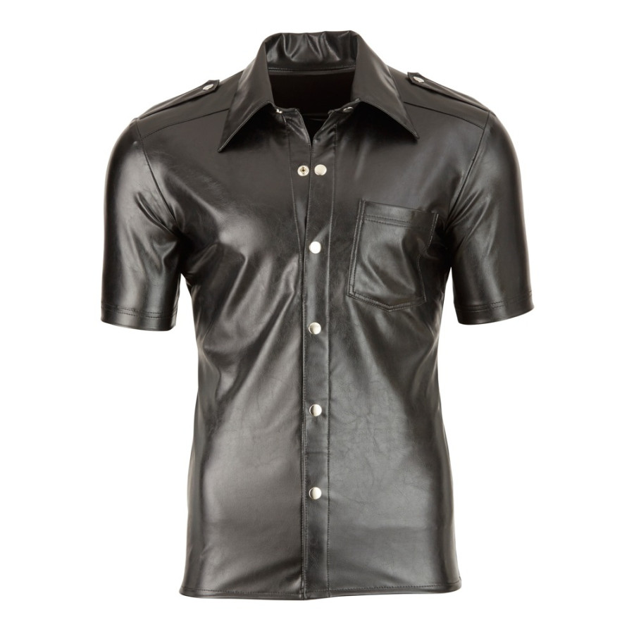 Chemise LEO imitation Cuir Noir
