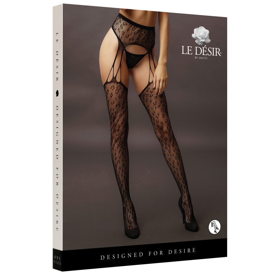 Collant effet porte-jarretelles Féline - Noir
