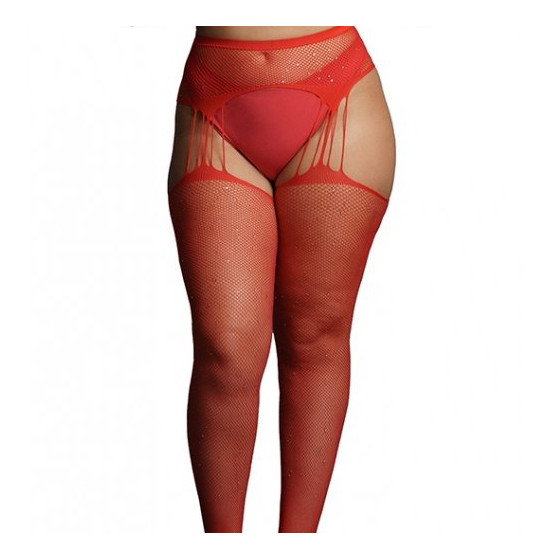 Collants à jarretelles RHINESTONE Rouges