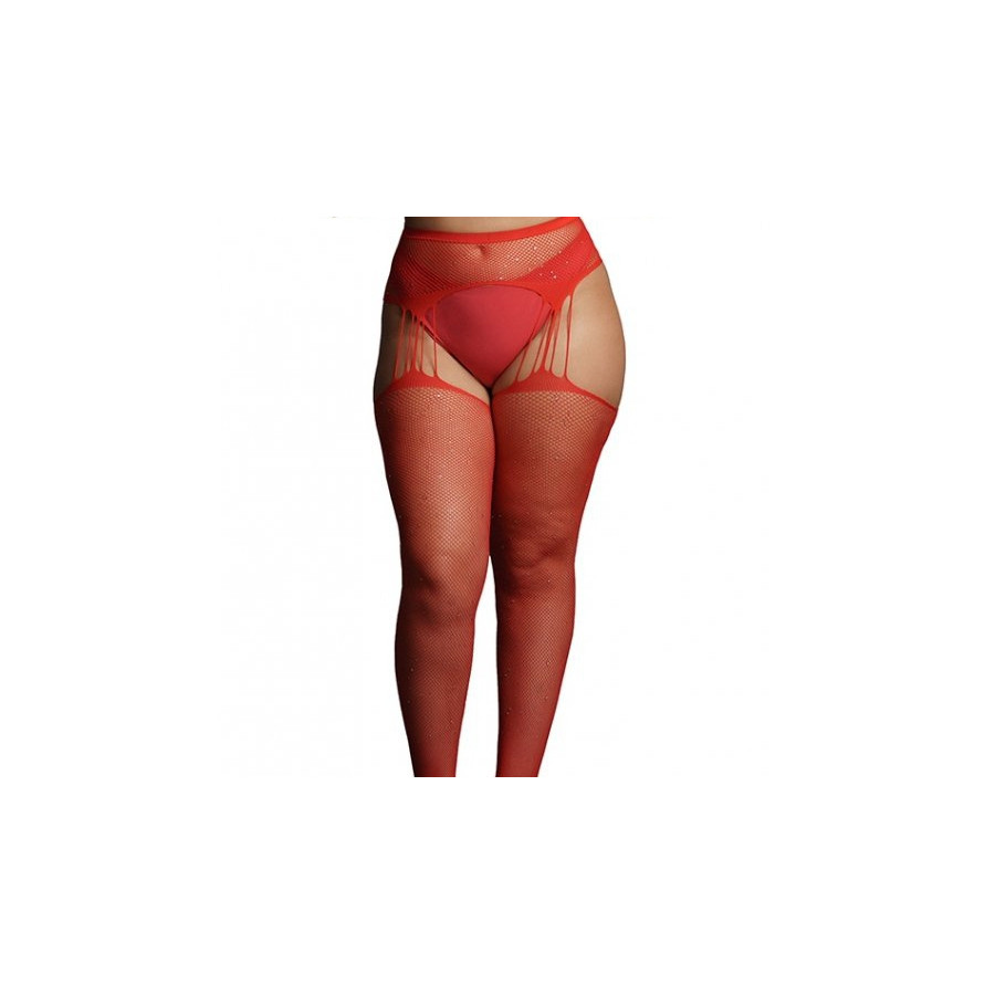 Collants à jarretelles RHINESTONE Rouges