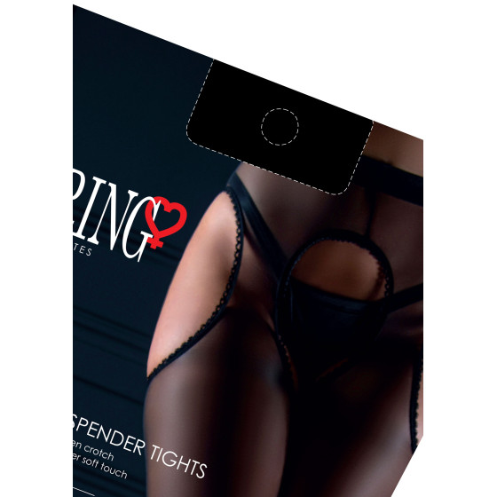 Collants avec ouverture arrière Satin Touch Suspender Noirs