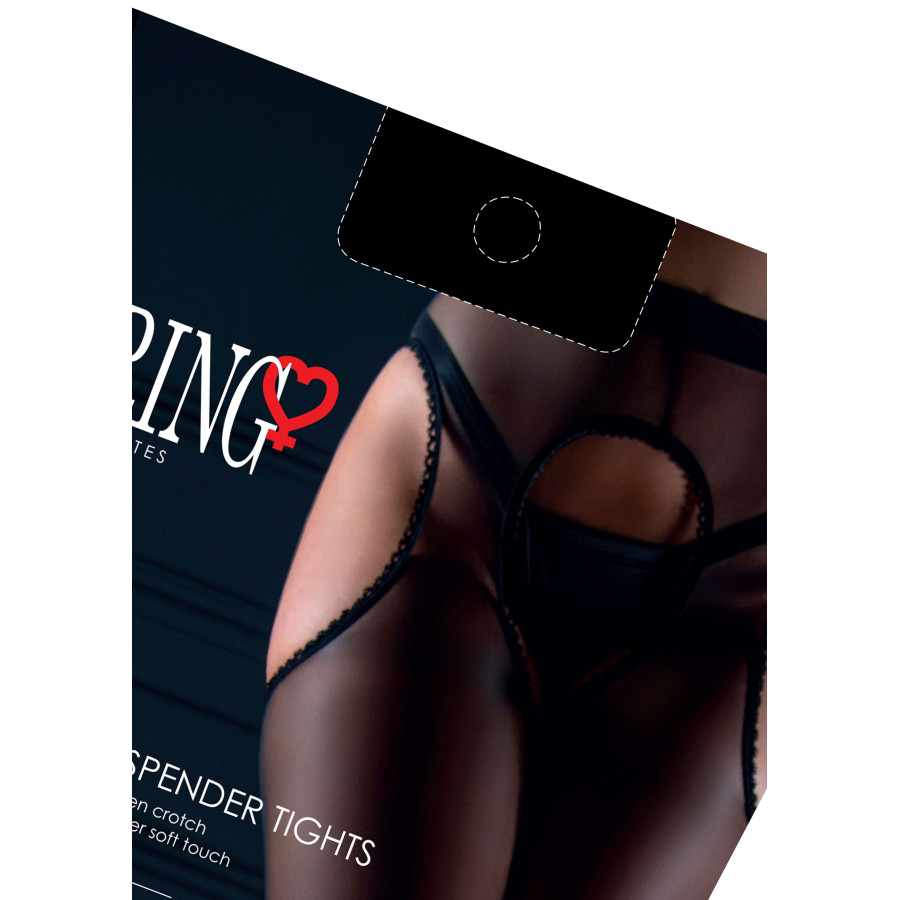 Collants avec ouverture arrière Satin Touch Suspender Noirs
