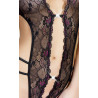 Body string dentelle avec strass - Noir