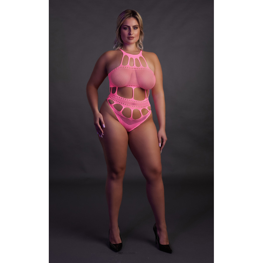 Body à encolure grecque Rose Fluo