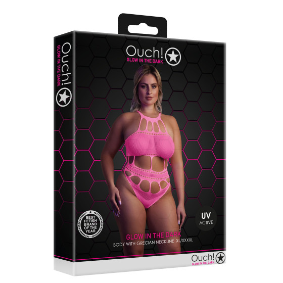 Body à encolure grecque Rose Fluo