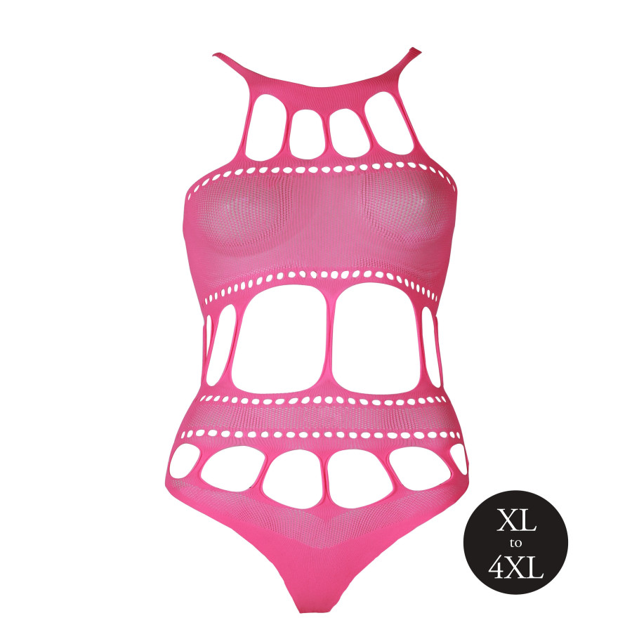 Body à encolure grecque Rose Fluo