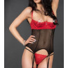 Guêpière seins nus dentelle rouge