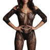 Combi sexy Lace Sleeved Noir