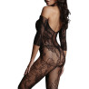 Combi sexy Lace Sleeved Noir