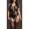 Combinaison Grande Taille LACE SUSPENDER - Noir