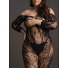 Combinaison ouverte Grande Taille LACE SLEEVED - Noir