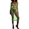 Bustier et Robe Filet Épaules dénudées Vert Fluo