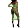 Bustier et Robe Filet Épaules dénudées Vert Fluo