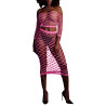 Bustier et Robe Filet Épaules dénudées Rose Fluo