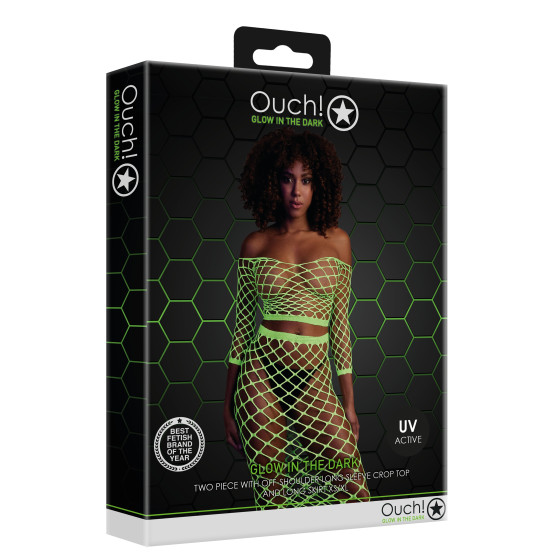 Bustier et Robe Filet Épaules dénudées Vert Fluo