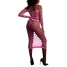 Bustier et Robe Filet Épaules dénudées Rose Fluo