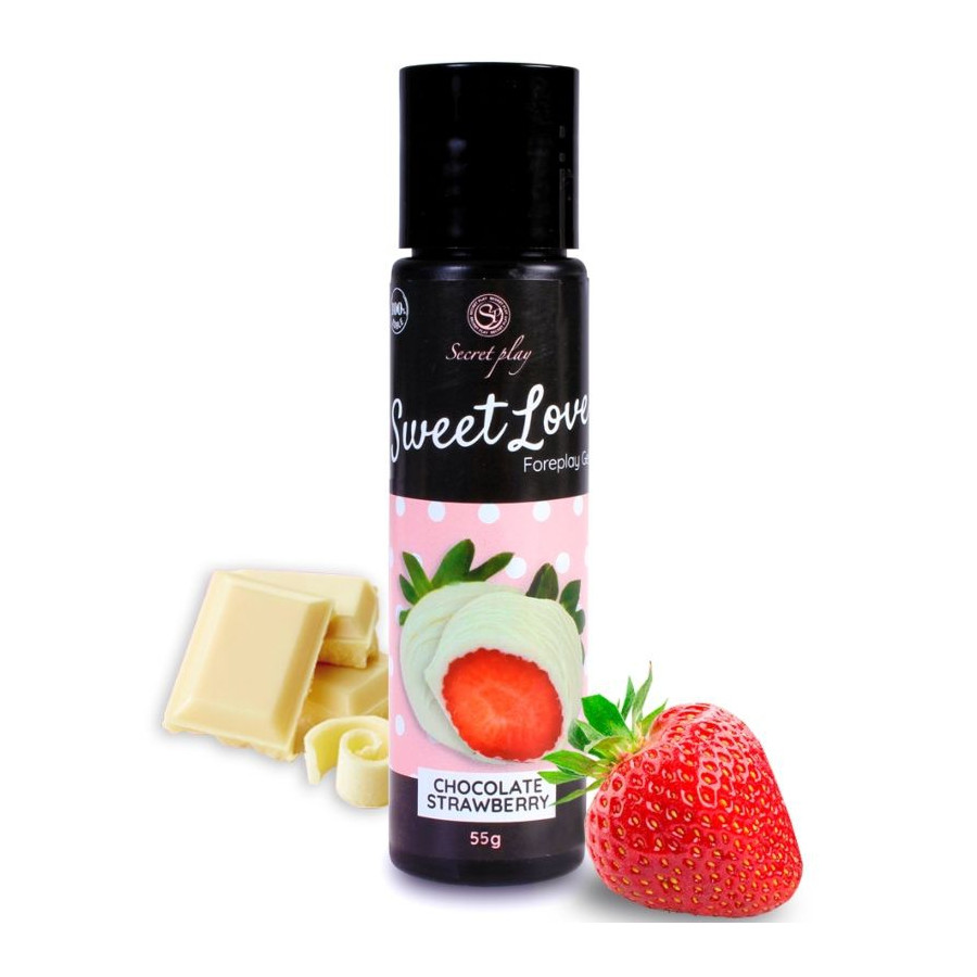 Lubrifiant comestible Sweet Love Fraise-Chocolat blanc 60ml Lubrifiant comestible Sweet Love Fraise-Chocolat blanc 60ml