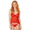 Ensemble avec porte-jarretelles Lace and Mesh Rouge