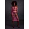 Bustier et Robe Filet Épaules dénudées Rose Fluo