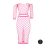 Bustier et Robe Filet Épaules dénudées Rose Fluo