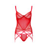Ensemble avec porte-jarretelles Lace and Mesh Rouge