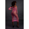 Bustier et Robe Filet Épaules dénudées Rose Fluo