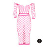 Bustier et Robe Filet Épaules dénudées Rose Fluo