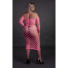 Bustier et Robe Filet Épaules dénudées Rose Fluo