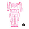 Bustier et Robe Filet Épaules dénudées Rose Fluo
