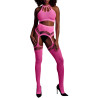 Ensemble Bustier Dos nu et Porte-Jarretelles 2 Pièces Rose Fluo