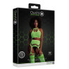 Ensemble Bustier Dos nu et Porte-Jarretelles 2 Pièces Vert Fluo