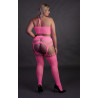 Ensemble Bustier Dos nu et Porte-Jarretelles 2 Pièces Rose Fluo