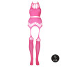 Ensemble Bustier Dos nu et Porte-Jarretelles 2 Pièces Rose Fluo