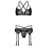 Ensemble Heart lace Garter 4 Pièces Noir