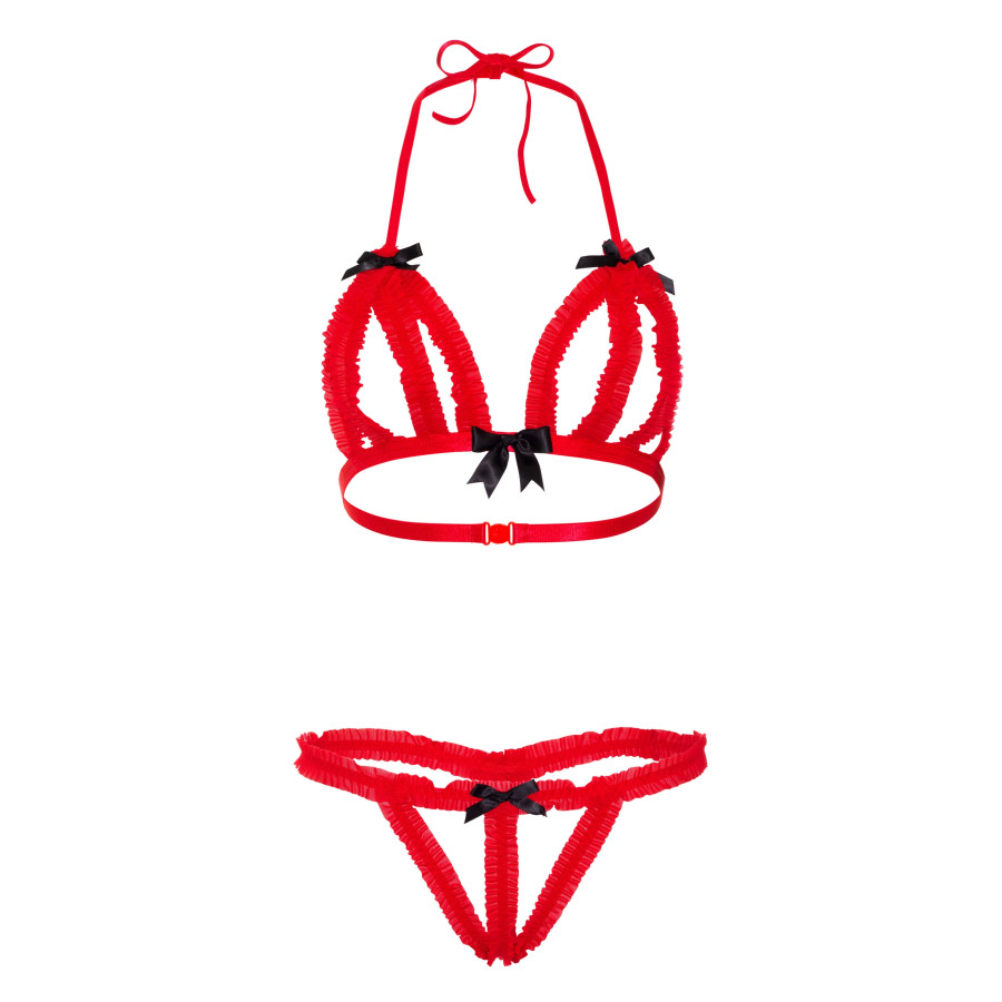 Ensemble Peek-A-Boo Ruffle 2 Pièces Rouge