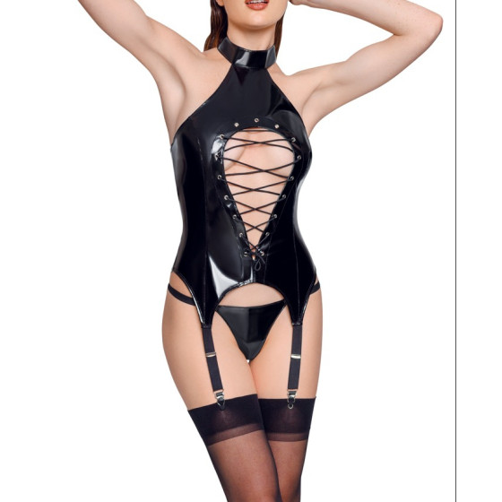 Guêpière Porte-Jarretelles VINYL BASQUE ROPE Noire