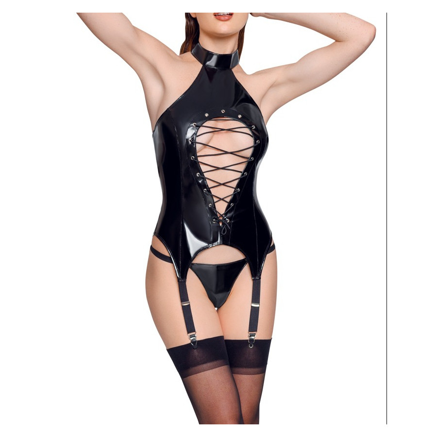 Guêpière Porte-Jarretelles VINYL BASQUE ROPE Noire