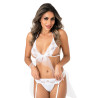 Ensemble 2 Pièces Soutien-Gorge et Porte-Jarretelles Blanc