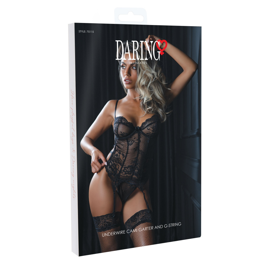 Body Porte-Jarretelles + String Cami Garter Noir
