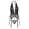Porte-Jarretelles + String Lace and Net Cami Garter Noir