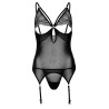 Body Porte-Jarretelles + String Lace and Mesh Noir