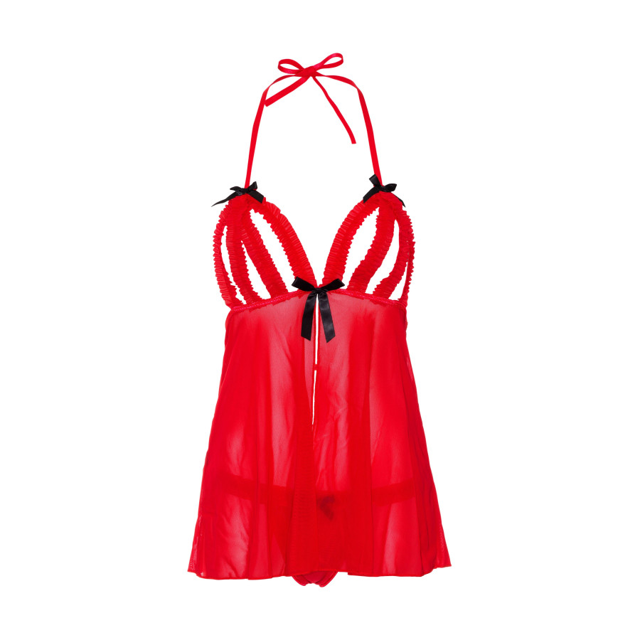 Nuisette Peek-a-Boo Ruffle Rouge