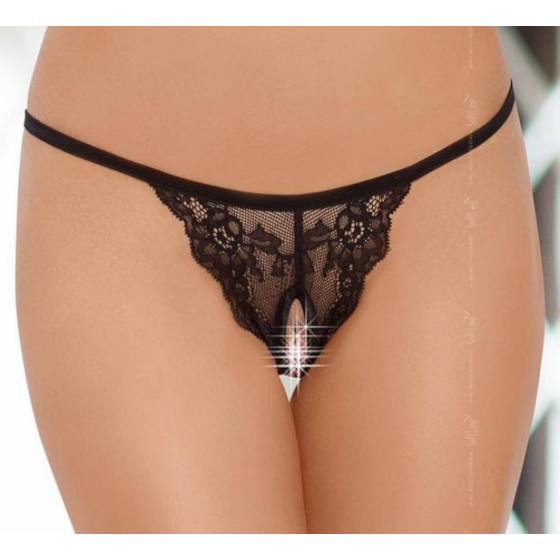 String Ficelle ouvert sur l'entrejambe - Noir