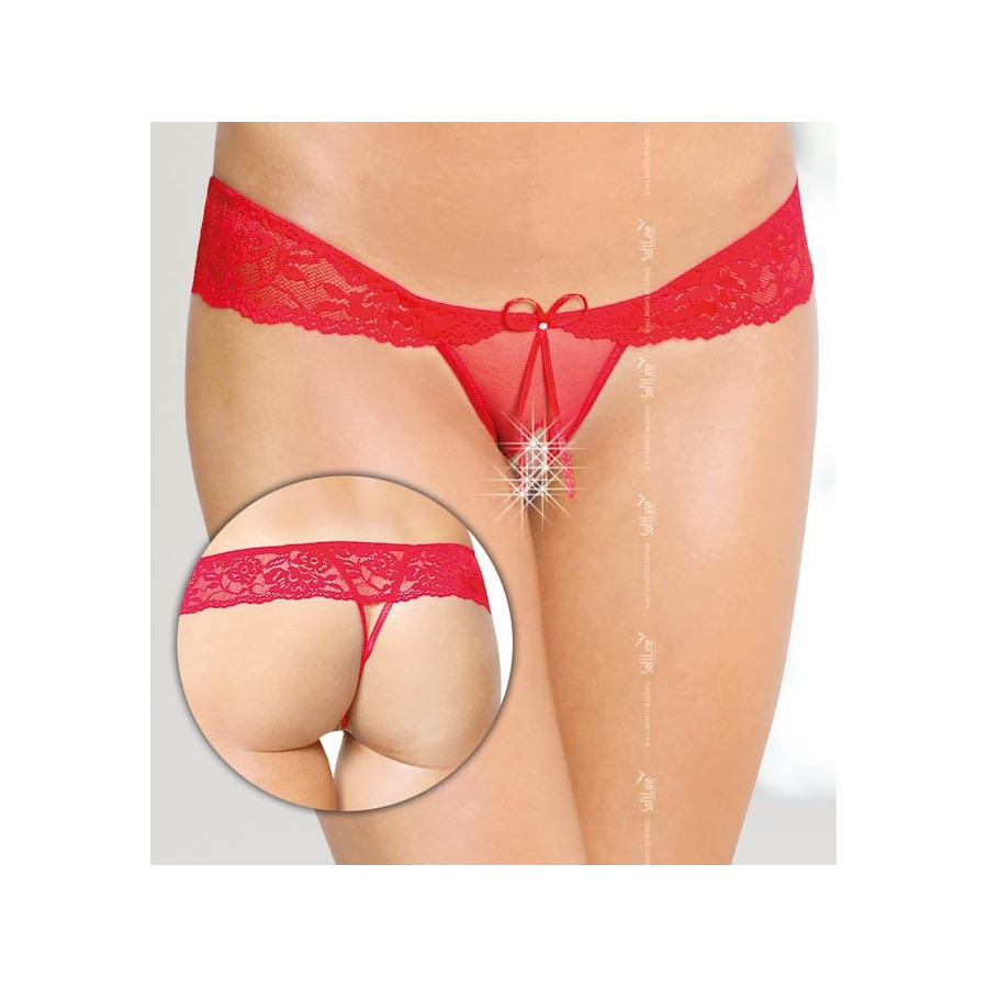 String ouvert avec strass - Rouge
