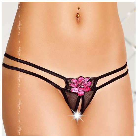 String ouvert DHÉLIA - Noir et rose