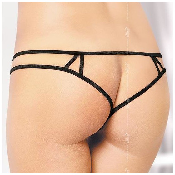 Tanga ouvert  BEGNINA - Noir et rose