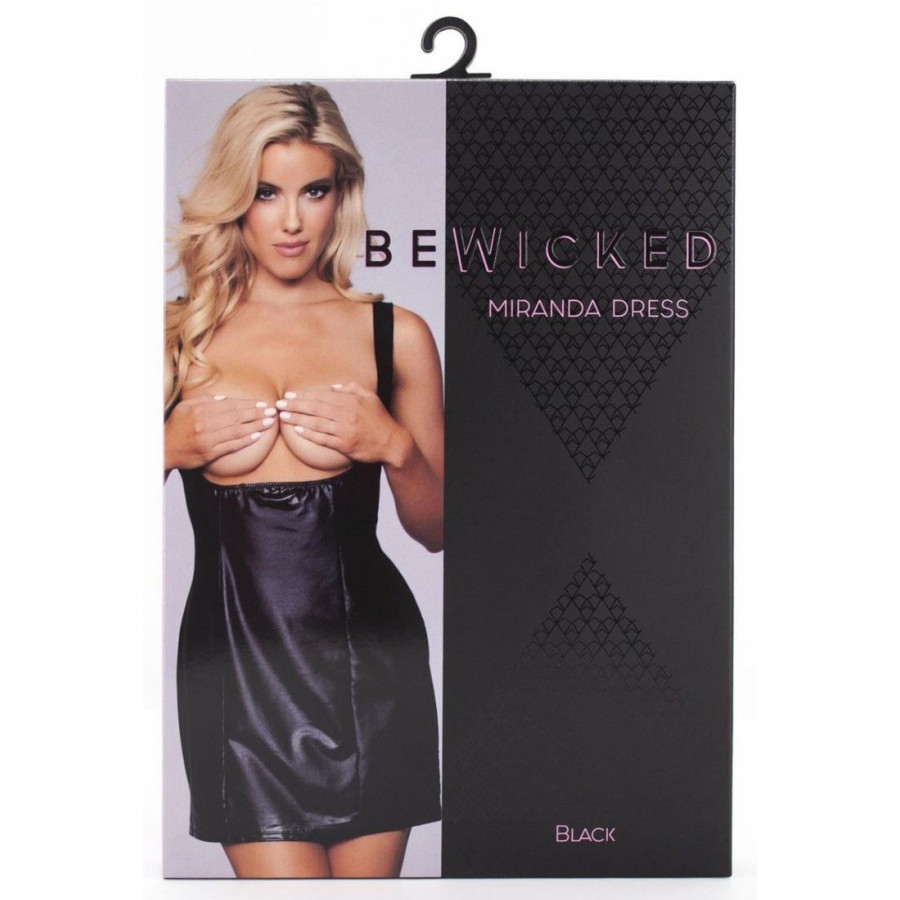 Robe wetlook seins nus Miranda - Noir